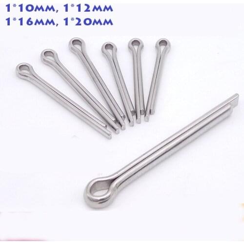 500Pcs/Lot Metric 304 Stainless steel 4 Sizes M1*10mm, M1*12mm, 1*16, 1*20mm split Cotter Pins for tightening nuts groove bolts