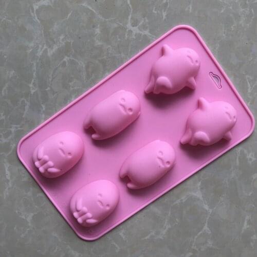 6 Lazy Bear Silicone Cake Mold, Cartoon Egg Waffle Mold, Jelly Pudding Mold Silicon Mould