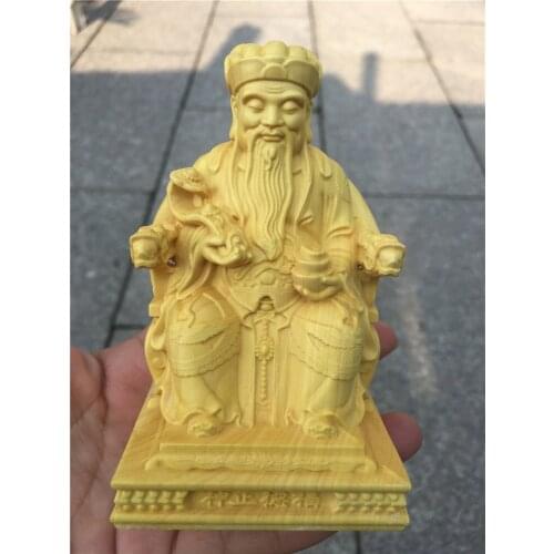 Asia HOME OFFICE company SHOP CAR God of wealth TU DI GONG Buddha statue shop bring money GOOD luck CAI SHEN Wood carving