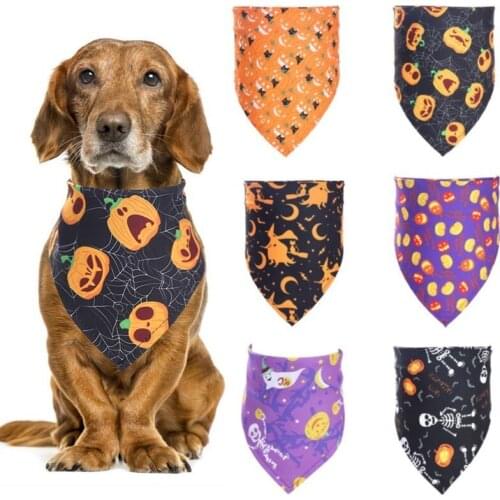 Halloween Dog Bandana Cotton Scarf Bib Saliva Grooming Accessories Bandage Collar for Small Medium Large Pet Fashion Design