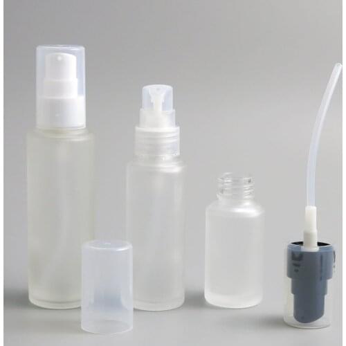200 x 20ml 30ML 50ML Frost Glass Lotion Pump Bottle With Black White Clear Pump 1oz Frost Dispenser Bottle