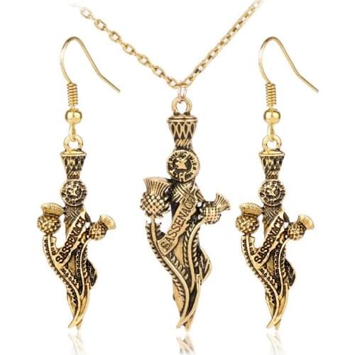 Dongsheng jewelry 1 Set Necklace Earrings Outlander Outlander Sassenach Thistle Accessories Drop Earrings Pendants Necklaces