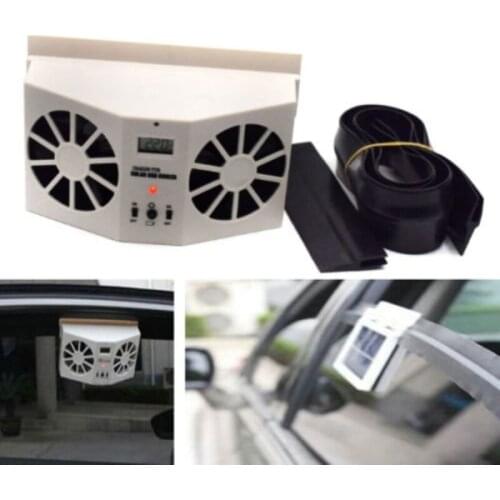 Ivory Color Solar Dual Fan Car Front/Rear Window Air Vent Cool Cooler Fan