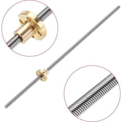 T6 Lead Screw 1mm Pitch with Brass Nut 100/150/200/250/300/400/500mm Lead Screw