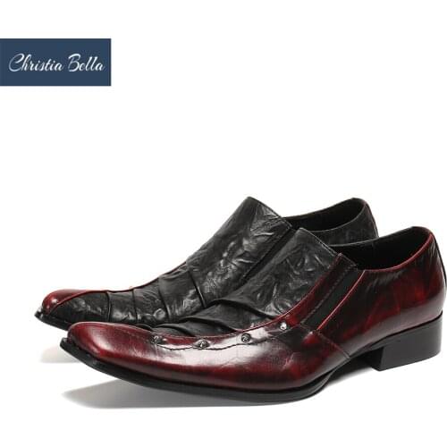 Christia Bella Italian Black Genuine Leather Men Shoes Fashion Business Office Formal Shoes Male Party Dress Shoes Large Size