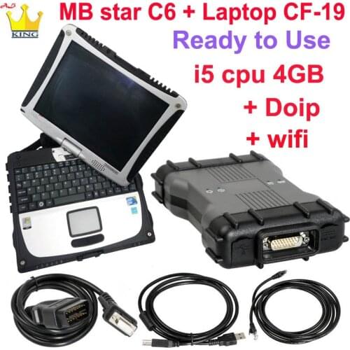 MB star c6 sd connect doip/can Multiplexer with software HDD SSD VCI C6 WIFI with cf19 laptop CF-19 toughbook 4G diagnostic tool