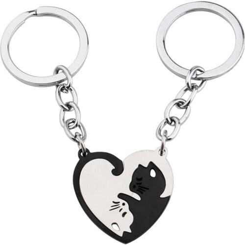 Fashion Couple Jewelry Necklace Pendant Couple Necklace Stainless Steel Animal Cat Pendant Necklace Keychain