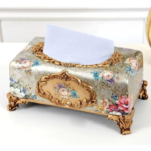 Fashion Luxury Decoration Rustic Vintage American Resin Tissue Box
