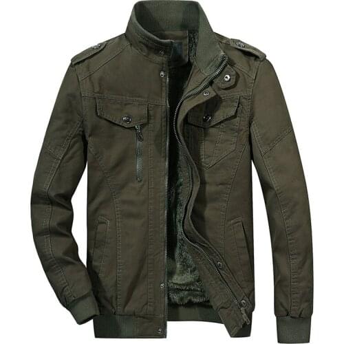 Big Size 6XL 100% Cotton Jacket Men Autumn Winter Thicken Military Jacket New Bomber Jackets Male Army Green Coats Dropshipping