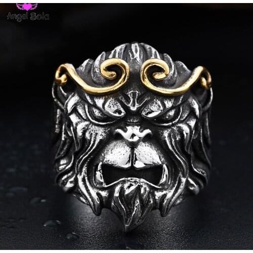 New Design TV Play Journey To The West Style Ring Personality Monkey King Jewelry Stainless Steel Men Jewelry LR-0B11