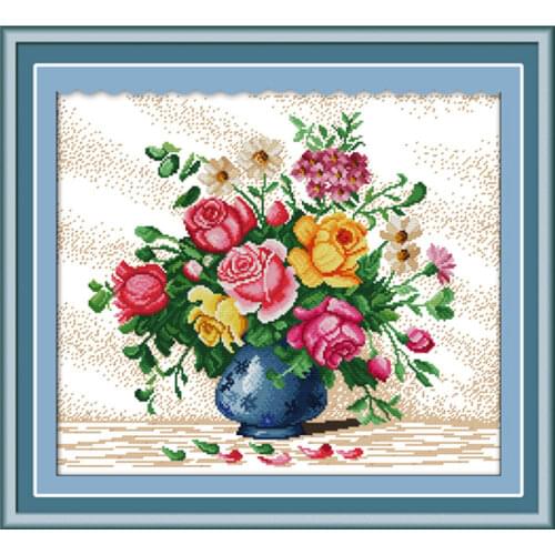Splendid vase cross stitch kit flower 18ct 14ct 11ct count printed canvas stitching embroidery DIY handmade needlework