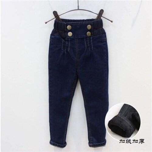 2017 new winter Girls Kids boys plus velvet trousers buttons pants comfortable cute baby Clothes Children Clothing