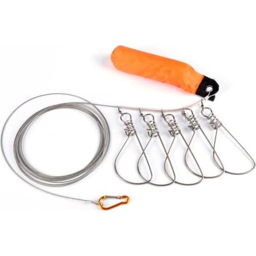 New 5M Fishing Ropes Lock Buckle Stainless Steel Squid 5 Buckle Live Fish Lock Belt Stringer Fishing Lure Tackle High Quality