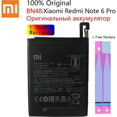 Xiao Mi Original Phone Battery BN48 4000mAh for Xiaomi Redmi Note 6 Pro High Quality Replacement Batteries