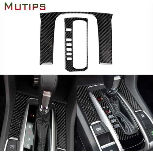 For Honda Civic 10th Gen 2016 2017 2018 2019 Gear Shift Panel Center Console Carbon Fiber Sticker Cover Trim Frame Accessories