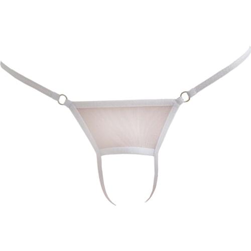 Sexy lingerie ropa mujer underwear women lenceria panties tanga thong micro bikini Solid color Hollow out Transparent metal ring