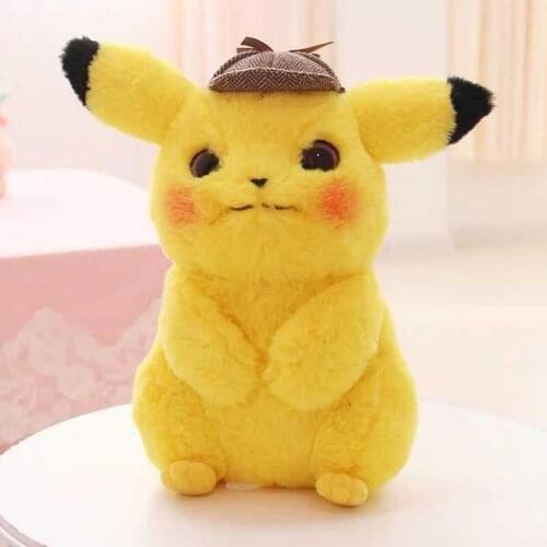 28CM Detective Pikachu Plush Dolls Toy Pokemon Movie Anime Stuffed Toys Cartoon TAKARA TOMY Kawaii Dolls Kids Girl Birthday Gift