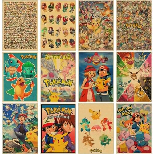 Pokemon Anime Canvas Painting Pikachu Posters and Prints Wall Art Print Mural Pictures Childrens Room Home Decor Gift Cuadros