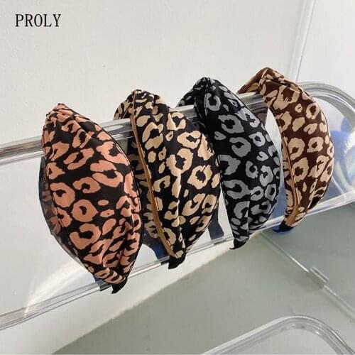PROLY New Fashion Women Headband For Adult Cross Knot Leopard Hairband Wide Side Headwear Casual Soft Hair Accessories Wholesale