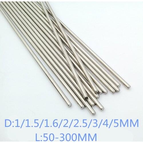 20 PCS 1/1.5/1.6/2/2.5/3/4/5MM Length 50-300MM Toy Car Frame Part Stainless Steel Round Shaft Rod Bar