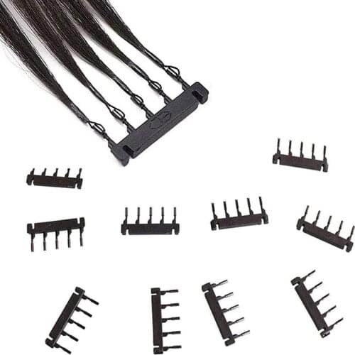 40pcs Black Color 6D Hair Buckle 6D-2 Hair Comb 6D Hair Extension Machine Hair Re-apply Tools