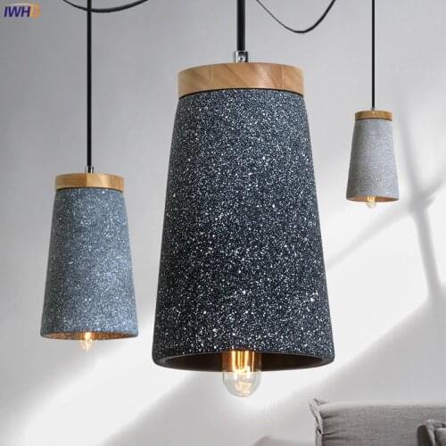 IWHD Nordic Modern Wooden Pendant Lamp Restaurant Dinning Living Room Light Loft Cement Hanging Lights Hanglamp Luminaria LED