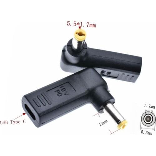Notebook Power Converter TYPE-C Female To 5.5X1.7MM Public Scam PD Fast Charge Elbow for Acer Laptop Adapter