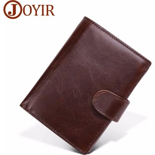 JOYIR Vintage Men Wallet Genuine Leather Short Wallets Male Multifunctional Cowhide Purse Coin Pocket Card Holder Short Wallet