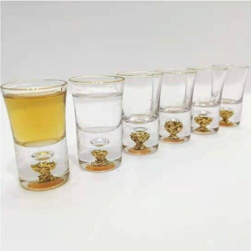 High Quality 10ml Vodka Wine Glass Shot Glass Gold Spirits Cup Built-in Gold Foil Sake Glass Crystal Liquor Glass Wine Set