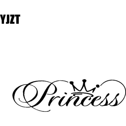 YJZT 12.7CM*3.6CM Princess Elegant Crown Vinyl Car Black And Silver Sticker Decals C13-00031