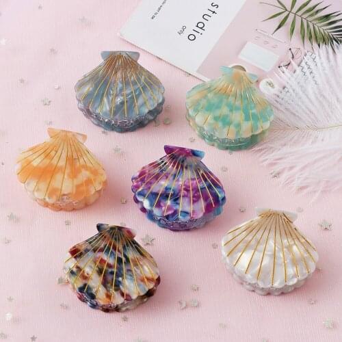 1PC Shell Shape Hair Claws Acrylic Beach Hairpins Barrette Beauty Crab Hairgrip Headwear Styling Accessories Tool for Women Girl