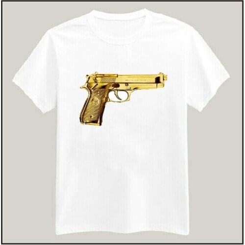 Women Tshirt Gun Print Casual Cotton Funny Shirt White Top Tee Hipster Plus Size Camiseta HH305-352