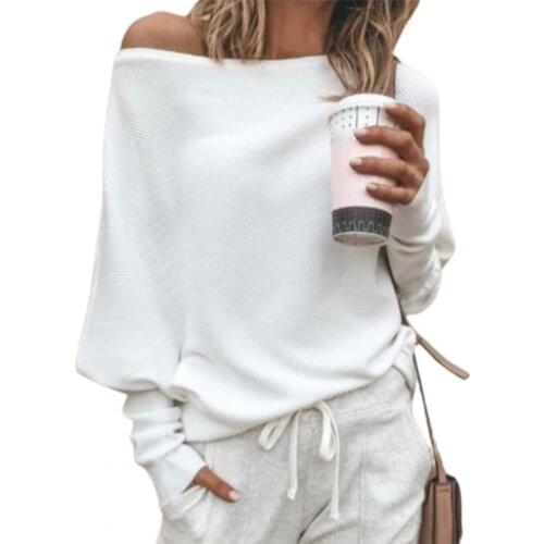 2021New Women Sweater Off Shoulder Raglan Sleeve Pullover Knitted All Match One Shoulder Top for Daily Wear Casual Fashion Sexy