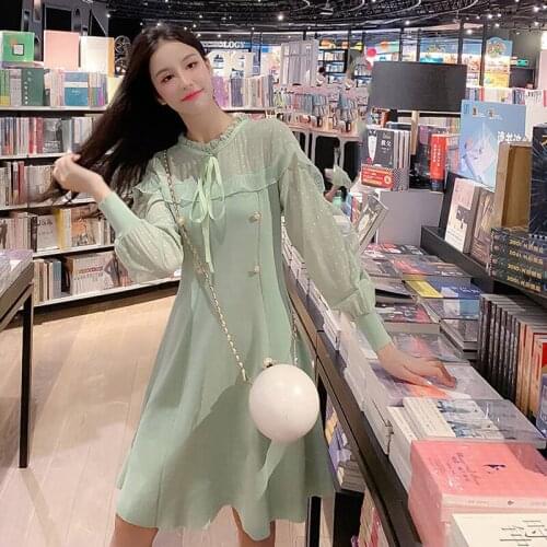 Bella Philosophy 2020 New Spring Fashion Women Solid Dress Lady Lace Up Long Sleeve Party Dresses Female Botton Ruffles Vestidos