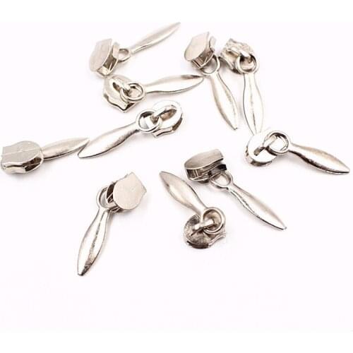 10 Pcs 3# Zipper Puller Silver Nylon Zipper Slider Head Auto Lock Replacement Zip Repari Kit DIY Bags Garment Sewing Accessories