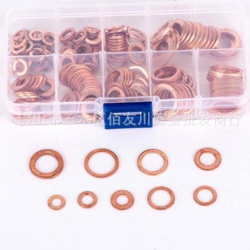 200PCS Solid Copper Washer Sealing Ring Thin Sheet M5-M14 Fastener Hardware