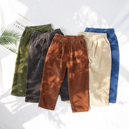 2019 Autumn and Winter New Childrens Corduroy Pants Baby Cute Korean Casual Pants Toddler Girl Casual Outwear Thick Velvet Pant