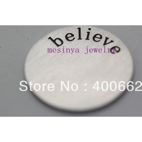 30pcs large s.steel believe plate for 30mm s.steel memory living glass locket Xmas gift keepsake,no locket included