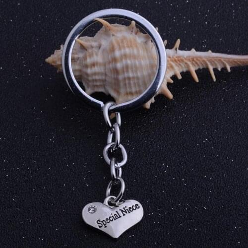 36PC Clear Crystal Special Niece Keychains Heart Pendant Charm Keyrings Family Girls Kids Children Christmas Gifts Jewelry Hot