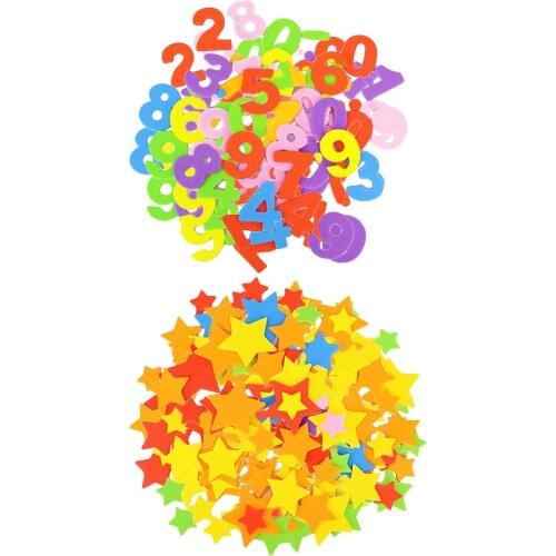 4 Bags EVA Kids Craft Stickers Star Number Foam Sticker Girls Art Protect