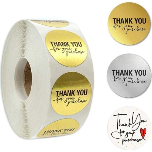 500pcs Gold Silver "THANK YOU for Your Purchase" Stickers for Package Decoration Thank You Sticker for Supporting Business