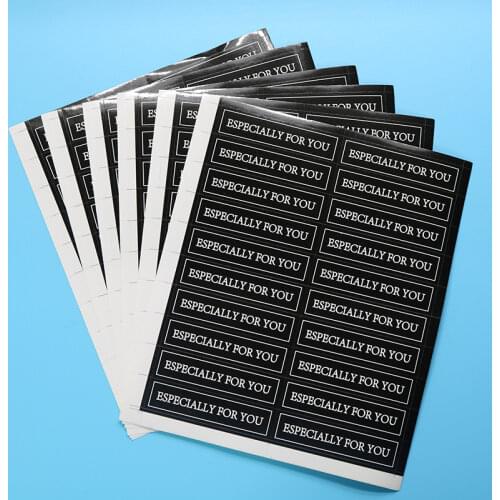 6 Sheets / 120pcs Label Especilly For You Sealing Stickers Rectangular Black Stickers Gift Box Decorative Sealing Stickers