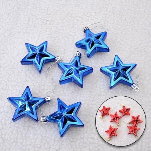 6Pcs Pendant Valentines Day Atmosphere Five-Pointed Star Plastic Hanging Christmas Decoration Ball Ornament Home Party