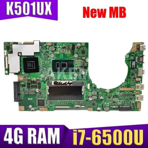 Akemy K501UX laptop motherboard For ASUS K501UX K501UB K501U K501UX DDR3 4GB-RAM i7-6500U w/ GTX950M Graphics card mainboard