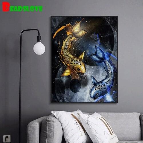 5D Diamond Painting Full Round Fish couple Picture Of Rhinestones Embroidery Sale Diamond Mosaic Cross Stitch Home Decor