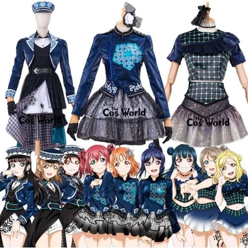 Love Live Sunshine Aqours 6th Fantastic Departure Takami Chika Tops Skirt Uniform Outfits Anime Cosplay Costumes