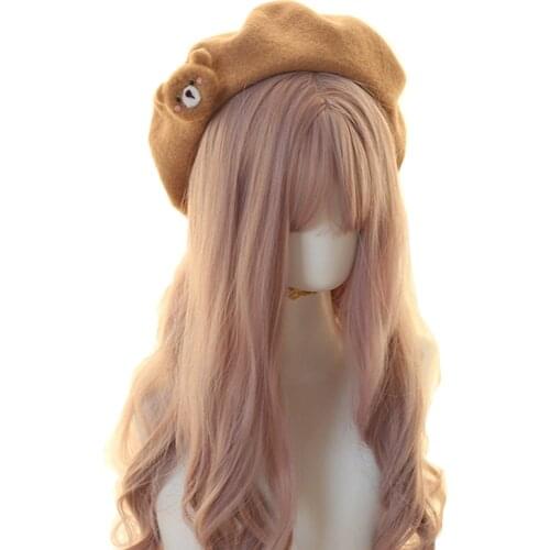 Bear beret handmade wool felt mushroom beret super cute hat painter hat autumn winter Vintage Lolita Girls Beanies wholesale