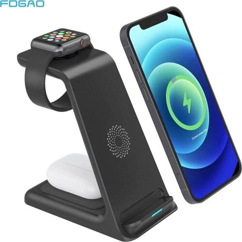 3 in 1 Wireless Charger For iPhone 11/12 Pro Max 15W Fast Charging Qi Induction Chargers For Apple Watch AirPods Samsung S21 S20
