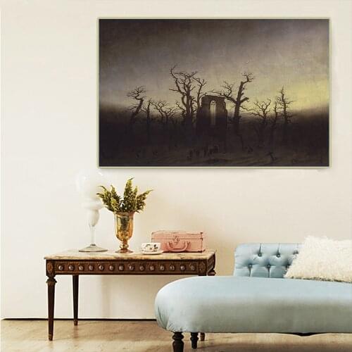 Citon Caspar David Friedrich《Abbey in the Oakwood》Canvas Oil Painting landscape Art Poster Painting Wall Decor Home Decoration