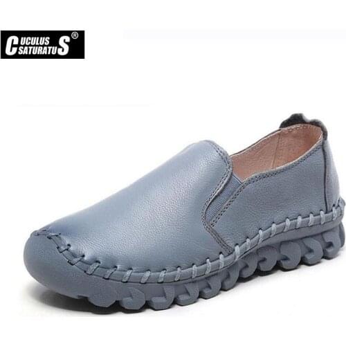 Cuculus Autumn Woman Loafers Slip On Womens Flat Shoes Handmade Shoes Genuine Leather Flats Comfortable Soft Outsole Shoes 1755